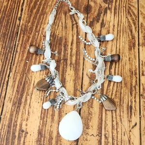 Elegant White and Brown Statement Necklace